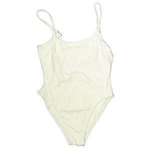 Andie Swim Laguna Low Back One Piece Swimsuit Womens XXL White Ribbed‎ Beach